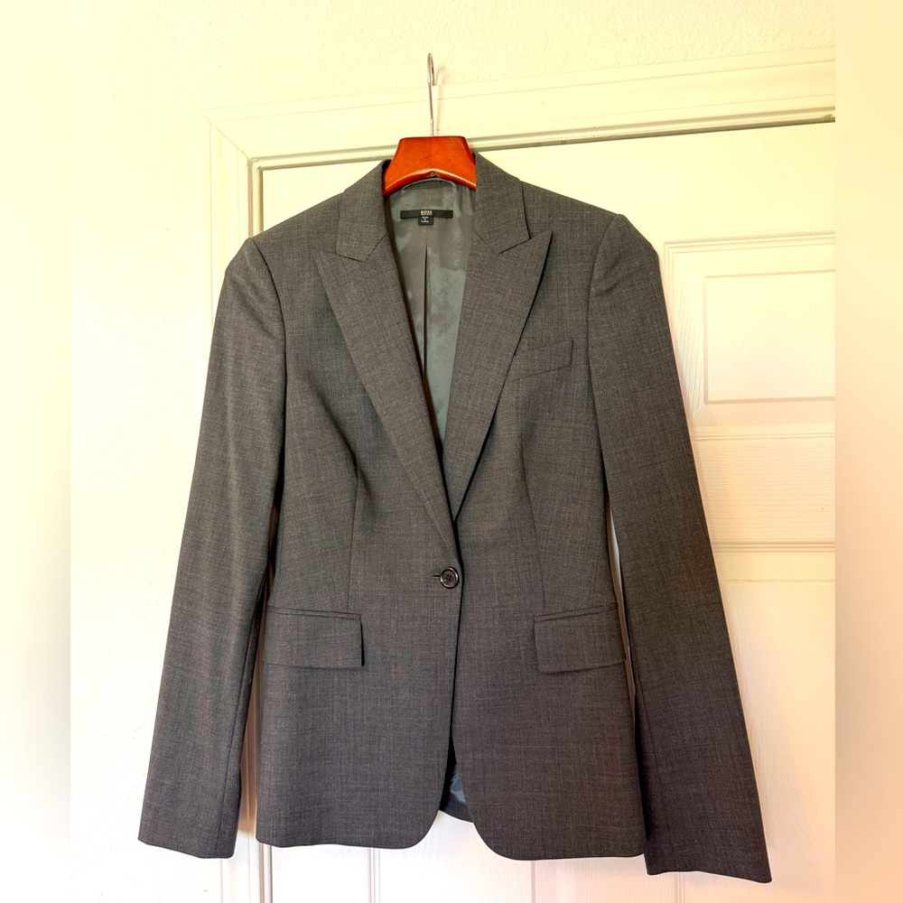 BOSS Tailored Charcoal Gray Heather Wool Blazer NWOT